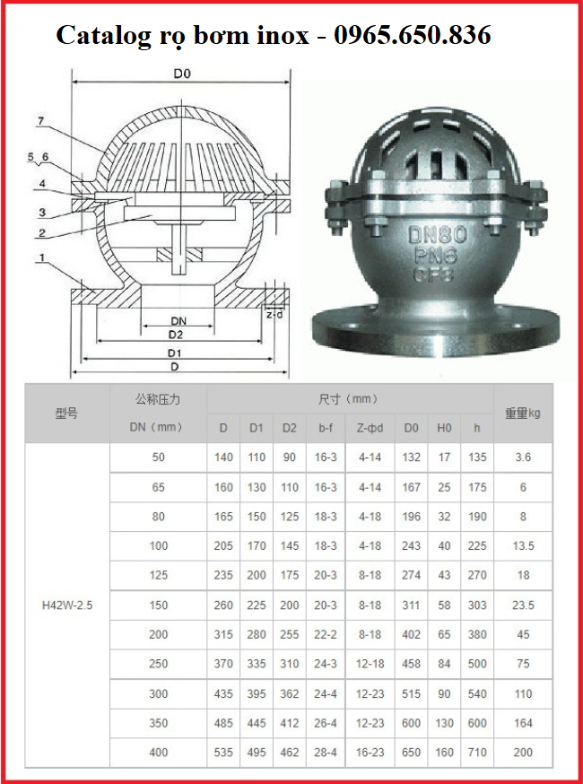 Catalog rọ bơm inox