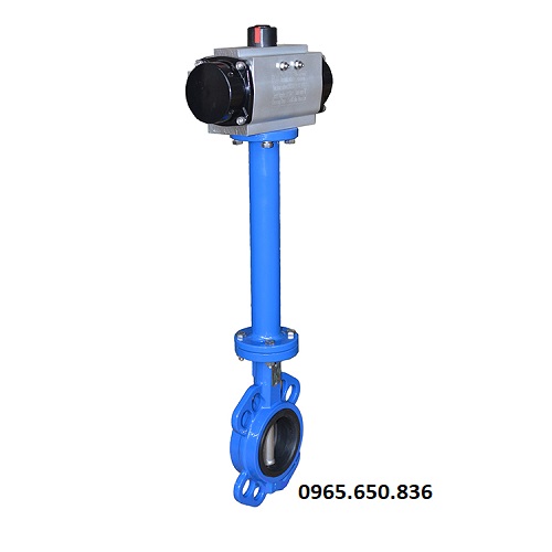 Van bướm điều khiển khí nén trục dài
