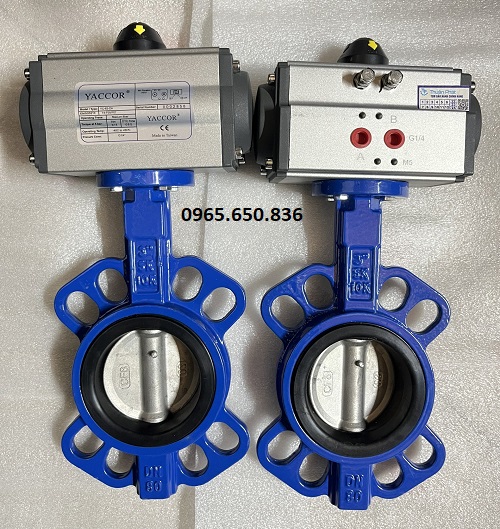 Van bướm gang điều khiển khí nén tác động kép