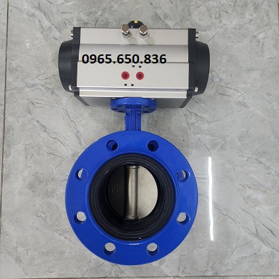 Van bướm gang mặt bích điều khiển khí nén