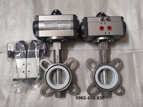 Van bướm inox điều khiển khí nén DN65