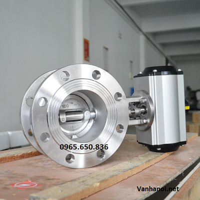 Van bướm inox mặt bích điều khiển khí nén