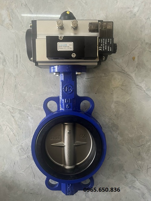 Van bướm khí nén gắn van điện từ khí nén solenoid