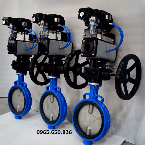 Van bướm tay quay điều khiển khí nén