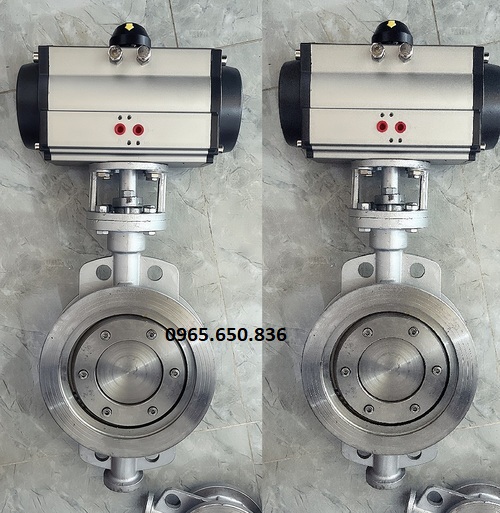 Van bướm thép điều khiển khí nén tác động kép
