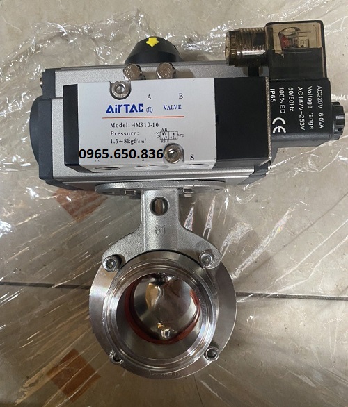 Van bướm vi sinh khí nén tác động đơn