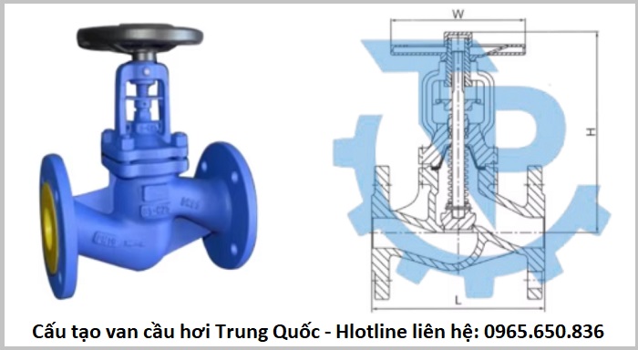 Cấu tạo van cầu hơi Trung Quốc