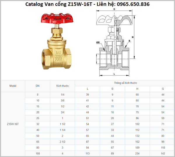 Catalog van cổng Z15W-16T