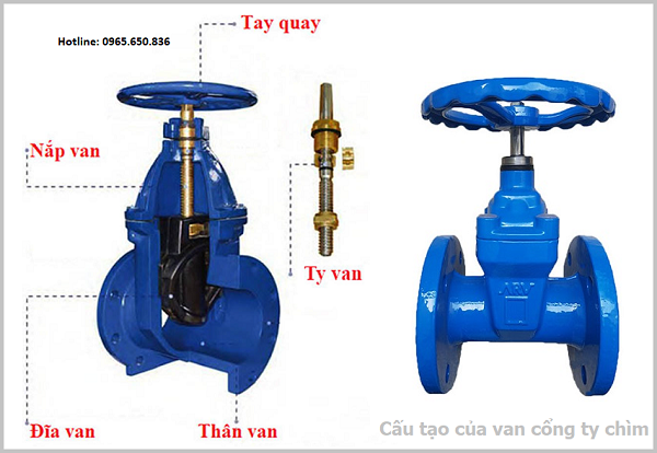 Cấu tạo của van cổng ty chìm