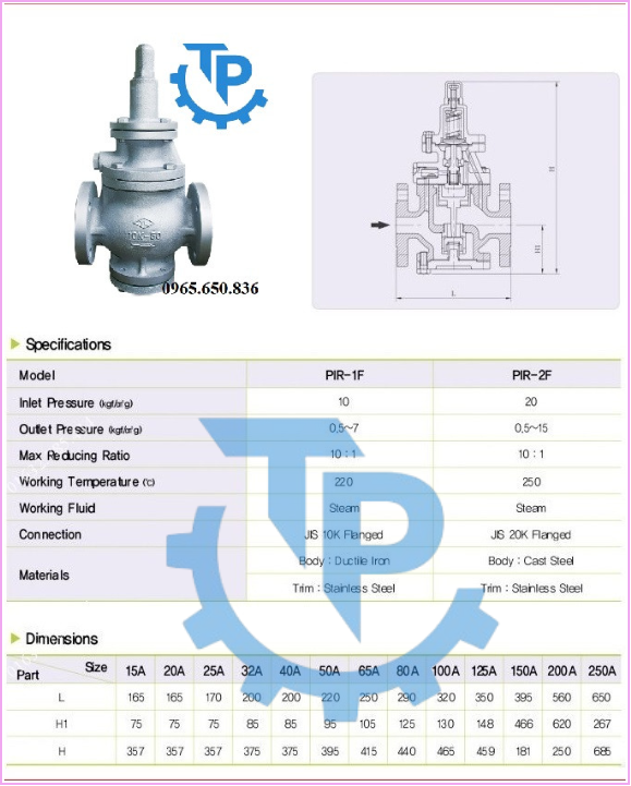 Van giảm áp mặt bích trực tiếp