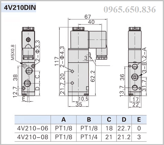 Quy cách thiết kế van điện từ 4V210-08