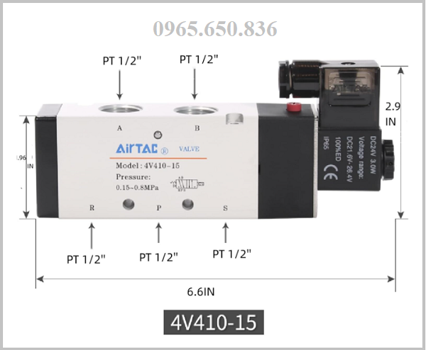 Thông số kích thước van điện từ 4V410-15