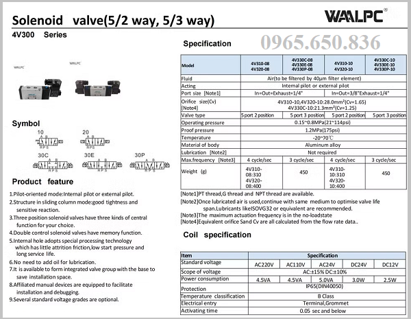 Van khí nén điện từ 4V330C-10