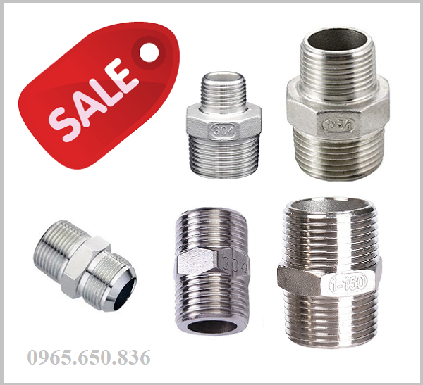 Kép 2 đầu ren ngoài inox