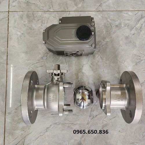 Cấu tạo van bi điều khiển điện mặt bích