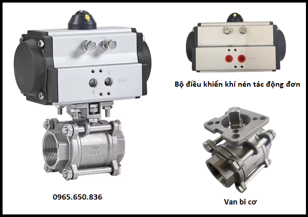 Cấu tạo van bi điều khiển khí nén tác động đơn