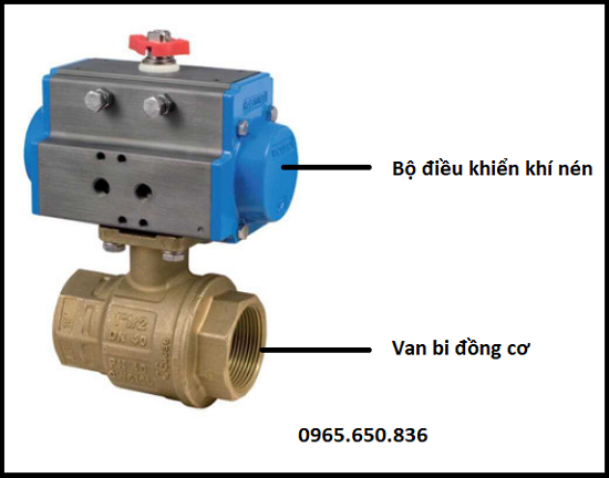 Cấu tạo van bi đồng điều khiển khí nén