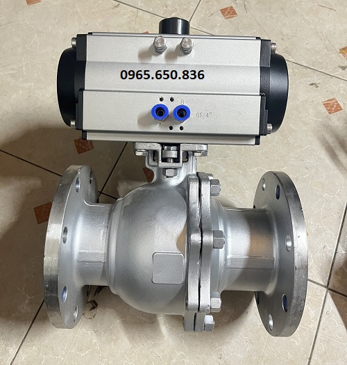 Van bi 2 ngã mặt bích điều khiển khí nén
