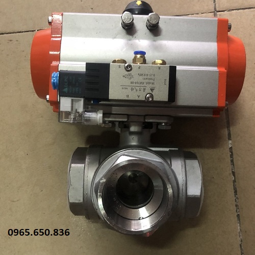 Van bi 3 ngã điều khiển khí nén gắn Solenoid