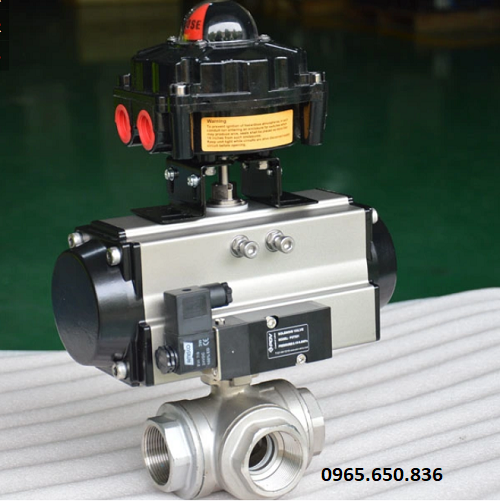 Van bi 3 ngã khí nén gắn Solenoid