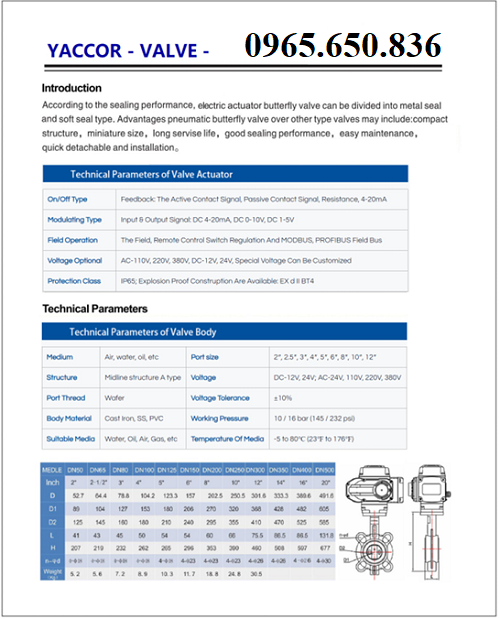 Catalog van bướm điều khiển điện